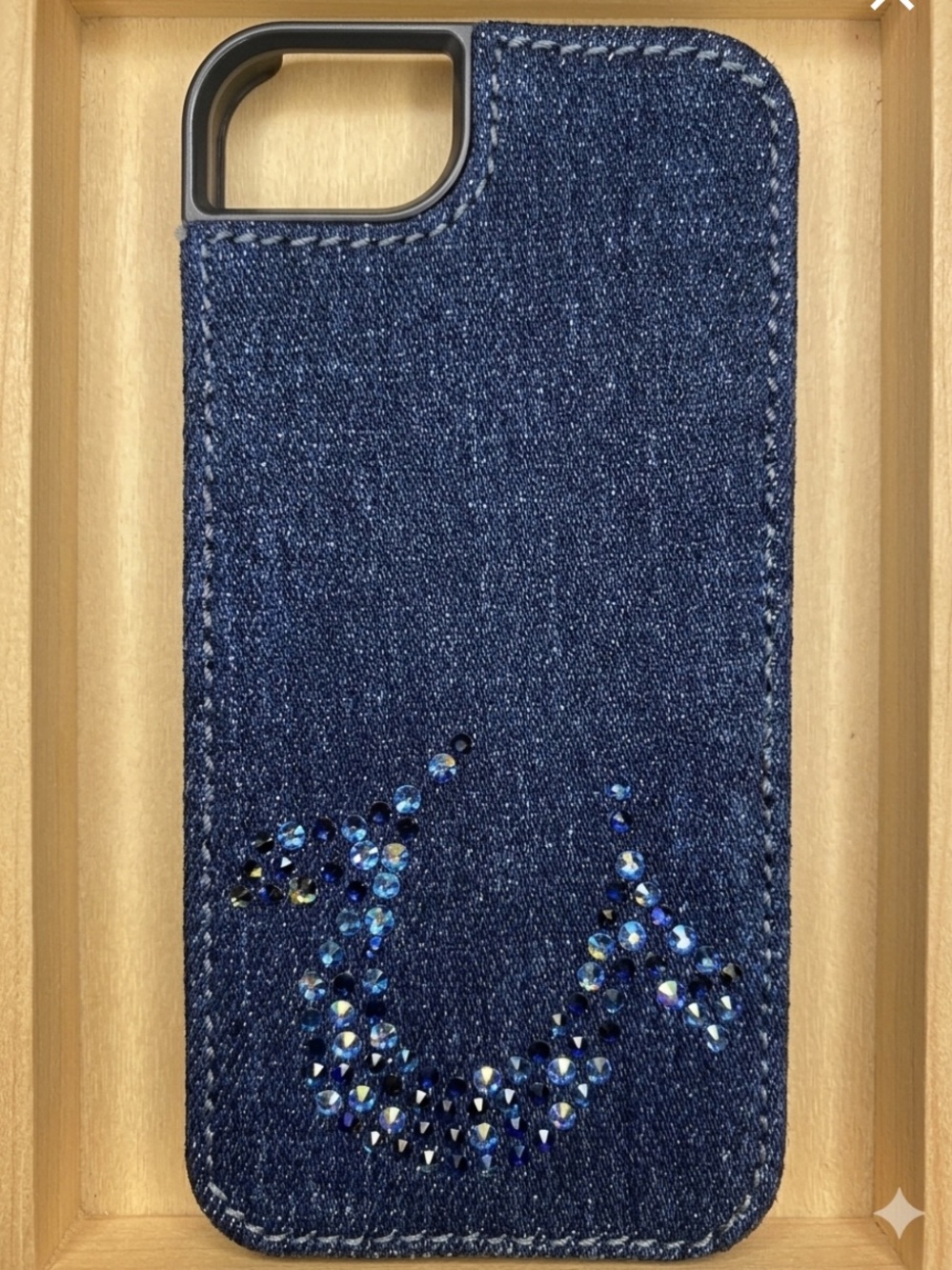 True Religion Dark Blue Denim iPhone 5 5s Case with Blue Rhinestone Logo